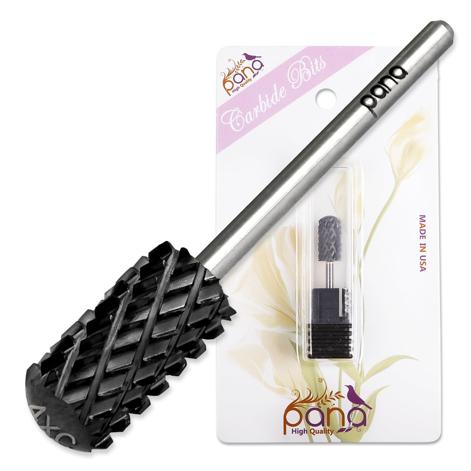 Photo 1 of USA Pana 3/32" Safety Nail Carbide - Smooth Round Top Large Barrel Head for Electric Dremel Drill Machine - Grit Size: (5XC to Extra Fine) (4X Coarse, Large Barrel - DLC Black)