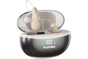 Flaygo Rechargeable Hearing Aids for Seniors' Hearing Loss - Latest 16-Channel Digital OTC Hearing Aid(Not Amplifiers) with Smart Noise Reduction,150+Hrs Standby, Comfortable & Anti-Slip Wearing,beige