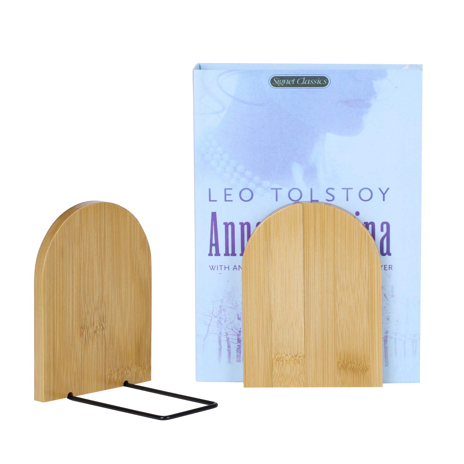Bamboo Bookends Wood Office Desktop Bookshelf Book Holder Stand Simple Nature Bookends Book Magazine Organizer Storage for Home Office Library School Stationery (1Pair,10.5x9.5x13CM)