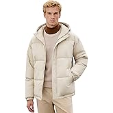 YIGAMA Men's Hooded Puffer Jacket Winter Quilted Coat with Full Zip Wind-Resistant and Water-Resistant