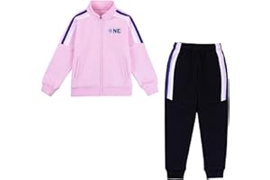 SNLEOPD Girls Tracksuit - 2 Piece Girls Sweatsuit Full Zip Up Jacket & Jogging Set Sweatshirts and Sweatpants Activewear Set