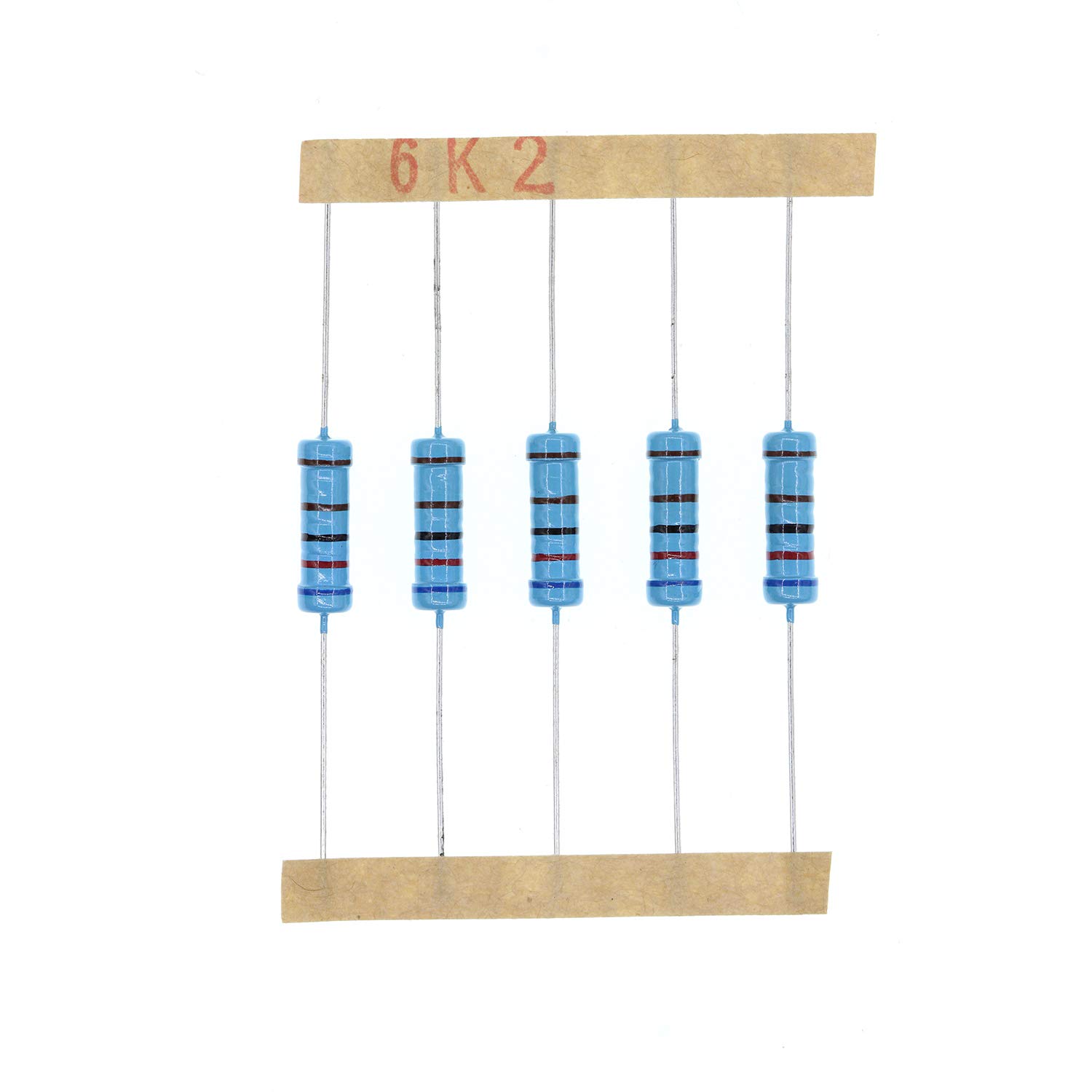 HUABAN 50PCS 2 Watts 2W 6K2 Ohm 1% Metal Film Resistor