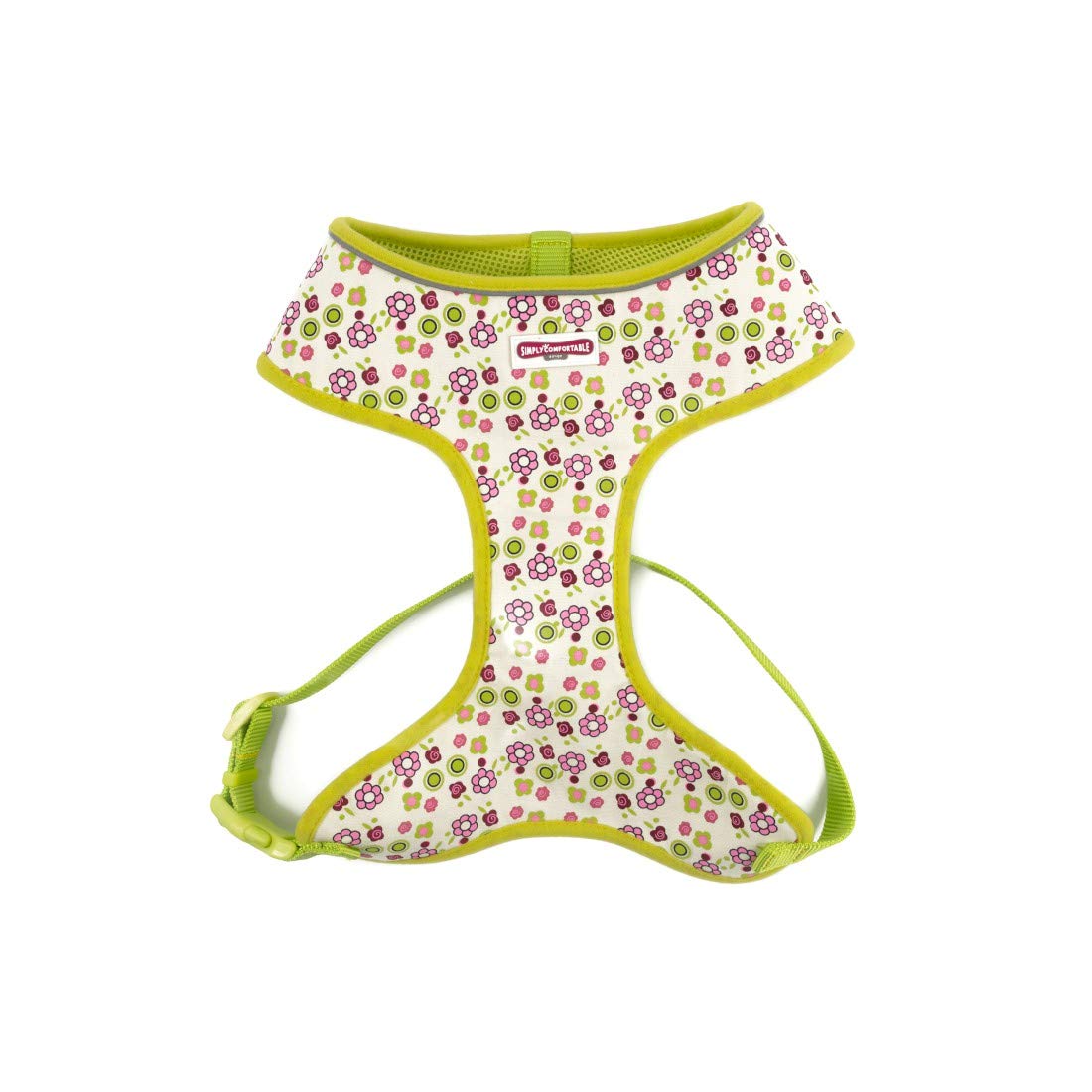 Ancol Lime Flowers Dog Harness – Adjustable Nylon Straps, Quick-Click Buckles, Soft Padded & Breathable Pet Training Accessory, Large