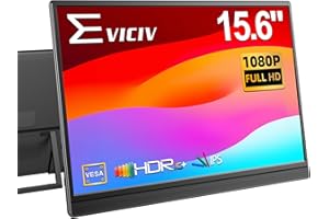 EVICIV Portable Monitor 15.6" 1080P, FHD Travel Monitor for Laptop, IPS Portable Screen w/VESA & Kickstand, USB-C Mini HDMI E