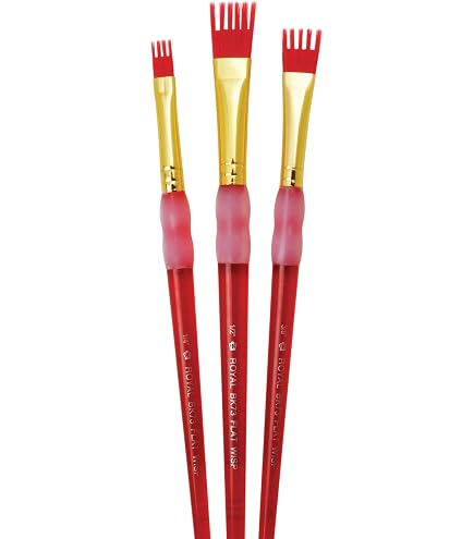 Royal & Langnickel 3-teiliges Katzenzungenkamm-Set – Gold Taklon, Größen 1/4, 3/8 & 1 Zoll, Mit Holzgriff