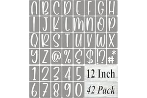 REOLAN 12 Inch Alphabet Letter Stencils for Painting - 42 Pack Letter and Number Stencil Templates with Signs for Painting on Wood, Reusable Letters and Numbers Stencils for Chalkboard Wood Signs & Wall Art