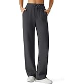 G4Free Women's Waffle Knit Wide Leg Sweatpants – High Waisted with Pockets Casual Straight Leg Pants