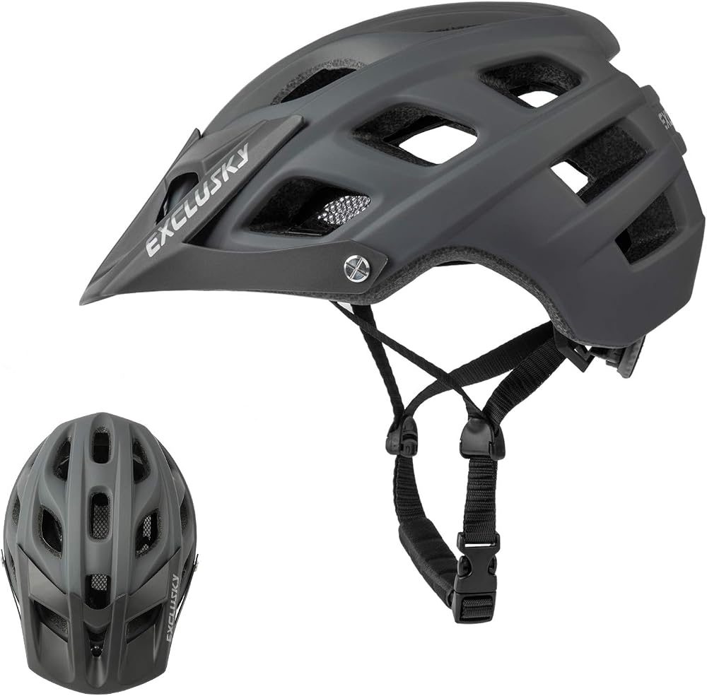 EXCLUSKY Mountain Bike Helmet Adults Lightweight 18 Vent Grey 56-61cm