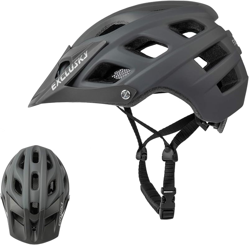 EXCLUSKY Mountain Bike Helmet Adults Lightweight 18 Vent Grey 56-61cm
