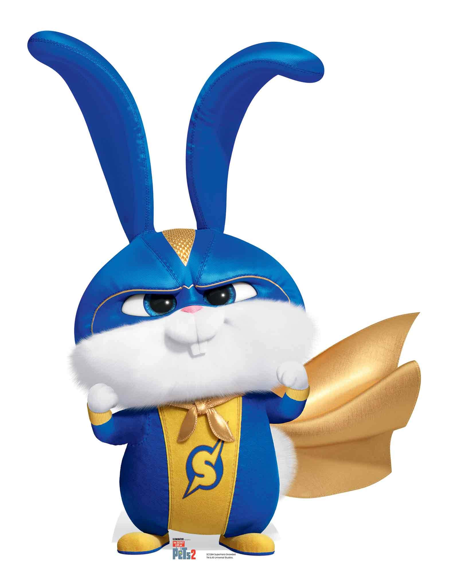 Star Cutouts Ltd SC1384 Superhero Rabbit Snowball Secret Life of Pets Lifesize Cardboard Cutout/Standee/Standup Height 90cm Width 71cm Perfect for Fans, Collectors and Events, Multicolour