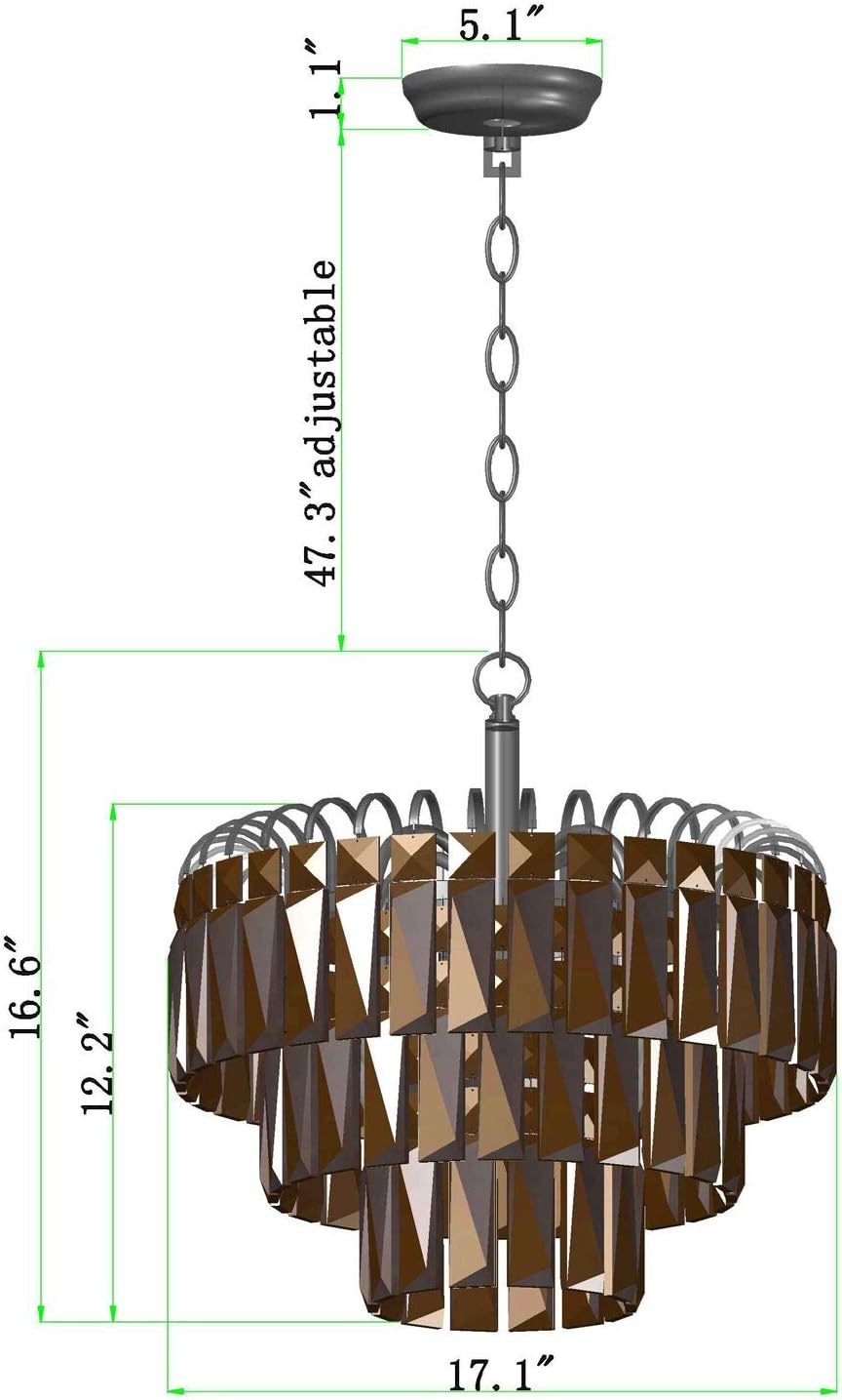 Q&S Crystal Chandelier Lighting, Modern Chrome Chandeliers, K9 Crystal Smoky+Clear, 4 Lights Pendant Light Ceiling Light Fixture For Dining Room, Living Room, Kitchen Island,W17.1".: Home Improvement