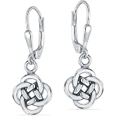 LeCalla Sterling Silver Drop Earrings for Women | 925 Silver Leverback Dangle Drop Earrings | Celtic Knot &amp; Heart Jewelry Gift Collection | Lightweight Teardrop Lever Back Drop Dangle Earring for Women