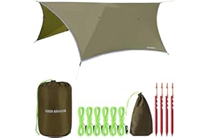 Gold Armour Rainfly Tarp for Hammock and for Tent, Camping Essentials Rain Fly Cover, Waterproof Lightweight Camping Accessories, Survival Camping Gear Camping Tent Accessories (OD Green)