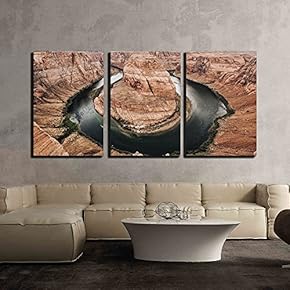 3 Piece Canvas Wall Art - Horseshoe Bend?Page, Arizona?USA - Modern Home Art Stretched and Framed Ready to Hang - 16"x24"x3 Panels