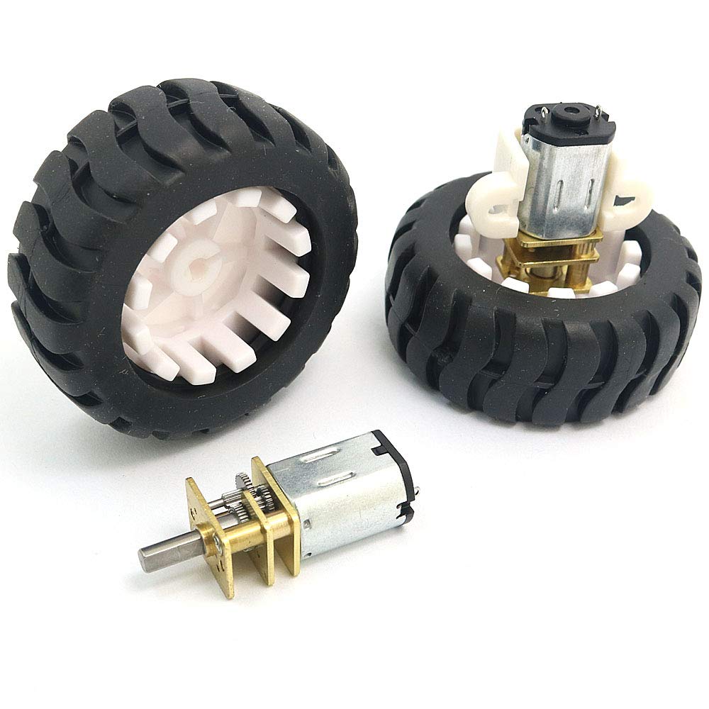 DollaTek 2PCS 6V N20 Micro Gear Motor with Rubber Wheel For Robot Smart Car