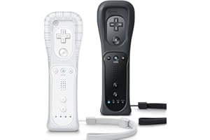 TIANHOO 2 Pack Remote Controller Compatible with Wii/Wii U, with Silicone Case and Wrist Strap (White & Black)