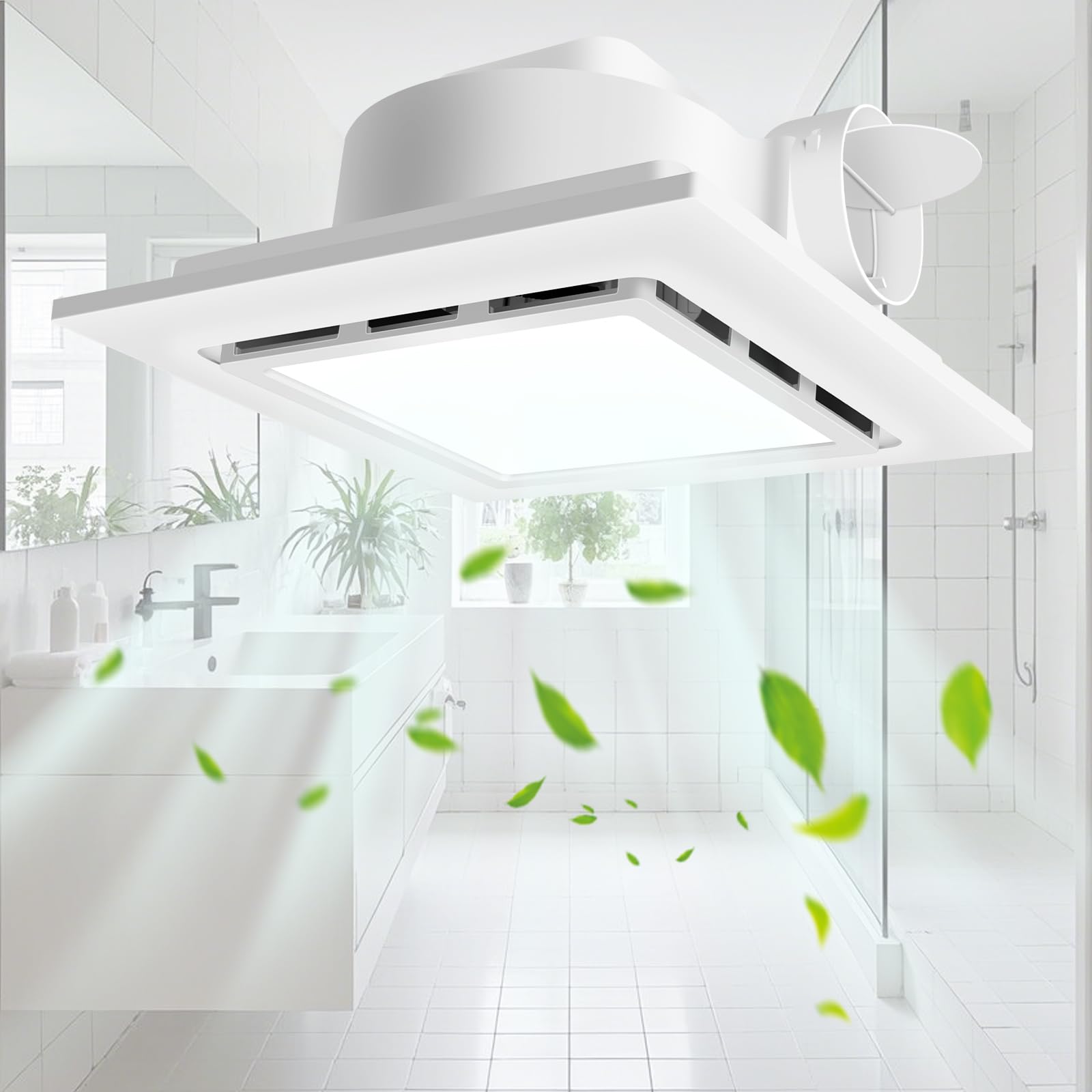 Photo 1 of 11.8" Panel Bathroom Exhaust Fan with Light, Bathroom Ventilation Fan with 12W 6500K LED Light, 140 CFM 1.0 Sones Low Noise, 4 Inch Duct Quiet Square Fan for Home Bath Restroom Hotel Office