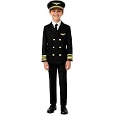 Davsolly Kids Pilot Uniform Boys Airline Captain Costume for Birthday Gifts | Pilot suit boy pilot captain costume for girls&rsquo;s Halloween Cosplay Career Day Dress Up 3-13 Years