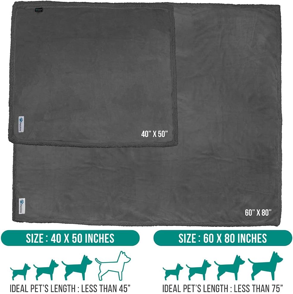 PetAmi Dog Blanket, Sherpa Dog Blanket | Plush, Reversible, Warm Pet Blanket for Dog Bed, Couch, Sofa, Car (Grey/Grey Sherpa, 60x80 Inches) : Pet Supplies