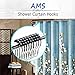 AMS Shower Curtain Hooks Rings - 100% Stainless Steel - Decorative with Polished Metal Frame,Set of 12 Rings (Black)