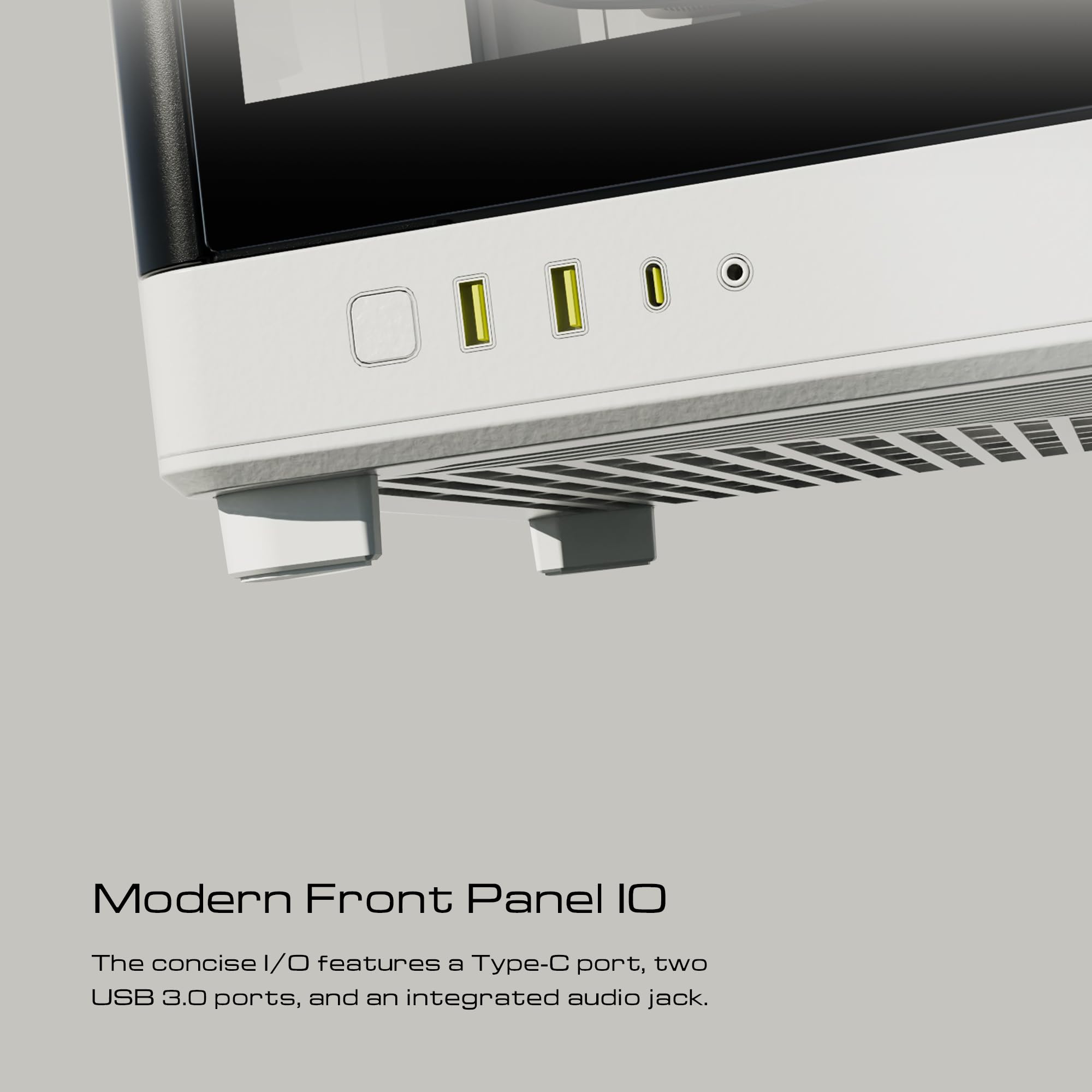GAMDIAS RGB Dual-Chamber Panoramic Tempered Glass Gaming PC Case; 2-way Standing with Vertical & Horizontal Orientaton and One-touch Open; Computer Case support 420mm AIO & Huge Cable Management Space