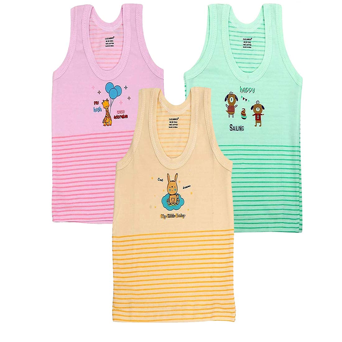 Cucumber Kids Cotton Sleeveless Lining Printed Regular Fit Vest