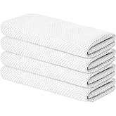 Artoid Mode 100% Cotton White Waffle Weave Kitchen Dish Cloths, 13x28 Inch Ultra Soft Absorbent Quick Drying Kitchen Dish Towels Set of 4
