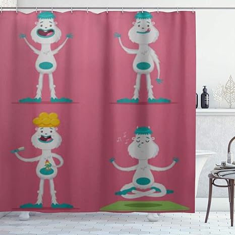 Amazon Kapanou 防水 シャワーカーテン かわいい漫画の楽しい子供のようなフラフープ かわいいシャワーカーテン ユニットバス バスルーム 芸術の装飾 180cmx180cm バスフック付き 取り付け簡単 シャワーカーテン ホーム キッチン オンライン通販