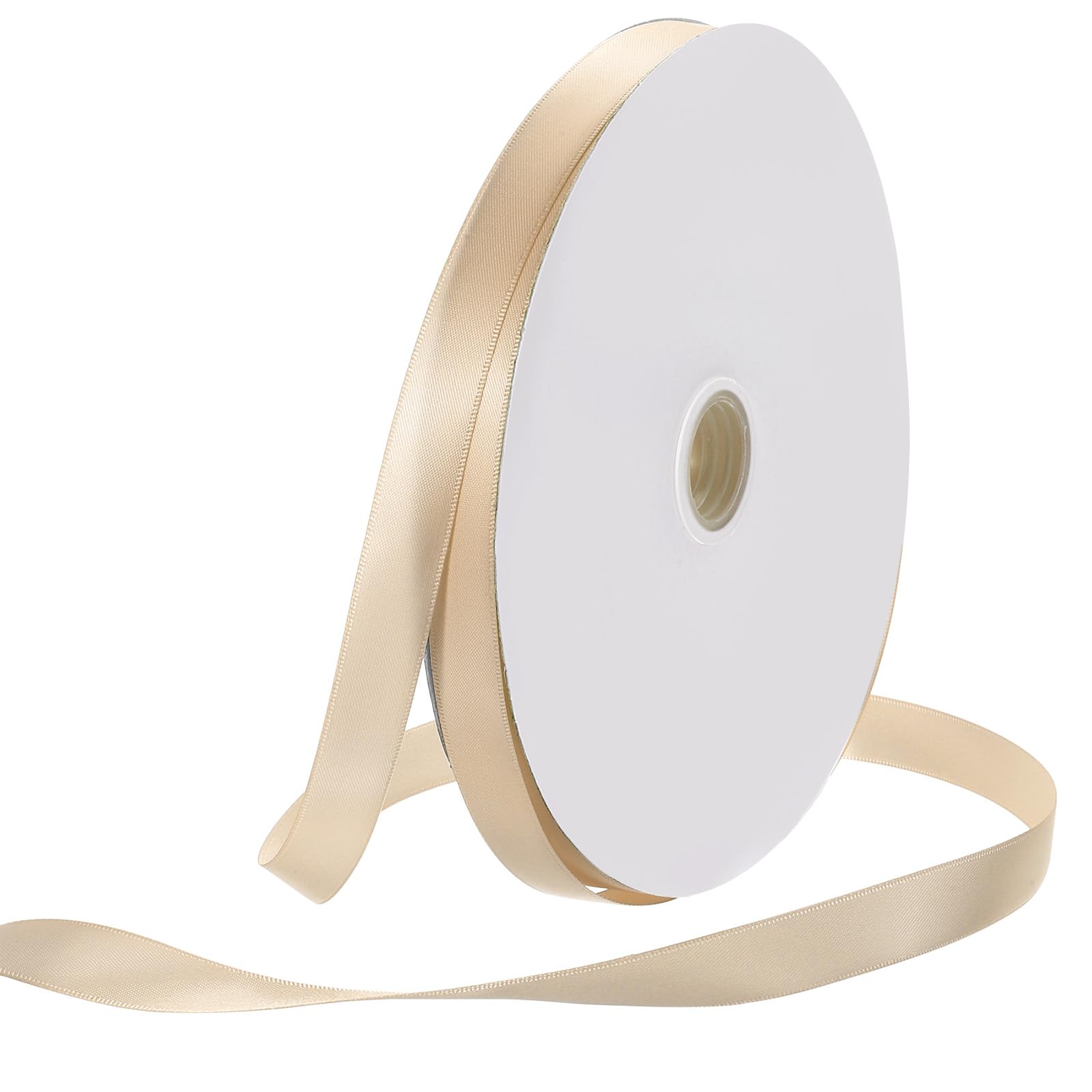 Rebower 15mm Satin Ribbon 46m Thick Double Face Grosgrain Silk Ribbon, [for Gift Wrapping, Hair Bows, Wedding, Cake, Flower] - 50 Yard/150ft/ Champagne