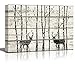 wall26 - Deer in Birch Forest Wood Cut Print Artwork - Rustic Canvas Wall Art Home Art - 12x18 inches