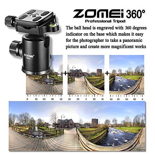 ZOMEI Tripod,Camera Tripod,Lightweight Camera Travel Z818 Tripod Aluminium Alloy Monopod with 360 Panorama Ball Head Quick Release Plate Ball for DSLR Canon Sony Nikon Cameras(Black)