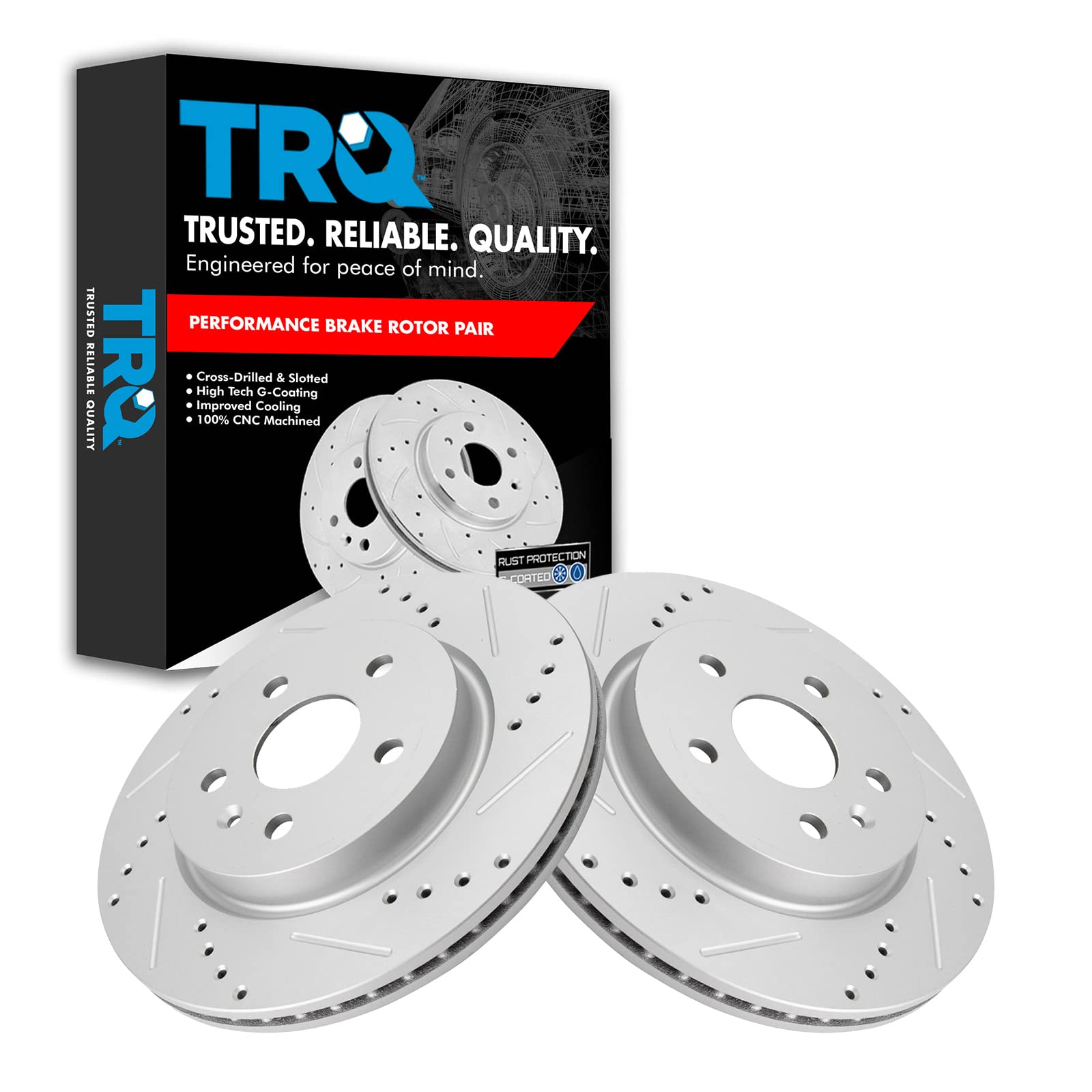 Photo 1 of (4 single sets)TRQ Rear Performance Drilled & Slotted Brake Rotor Compatible with GM