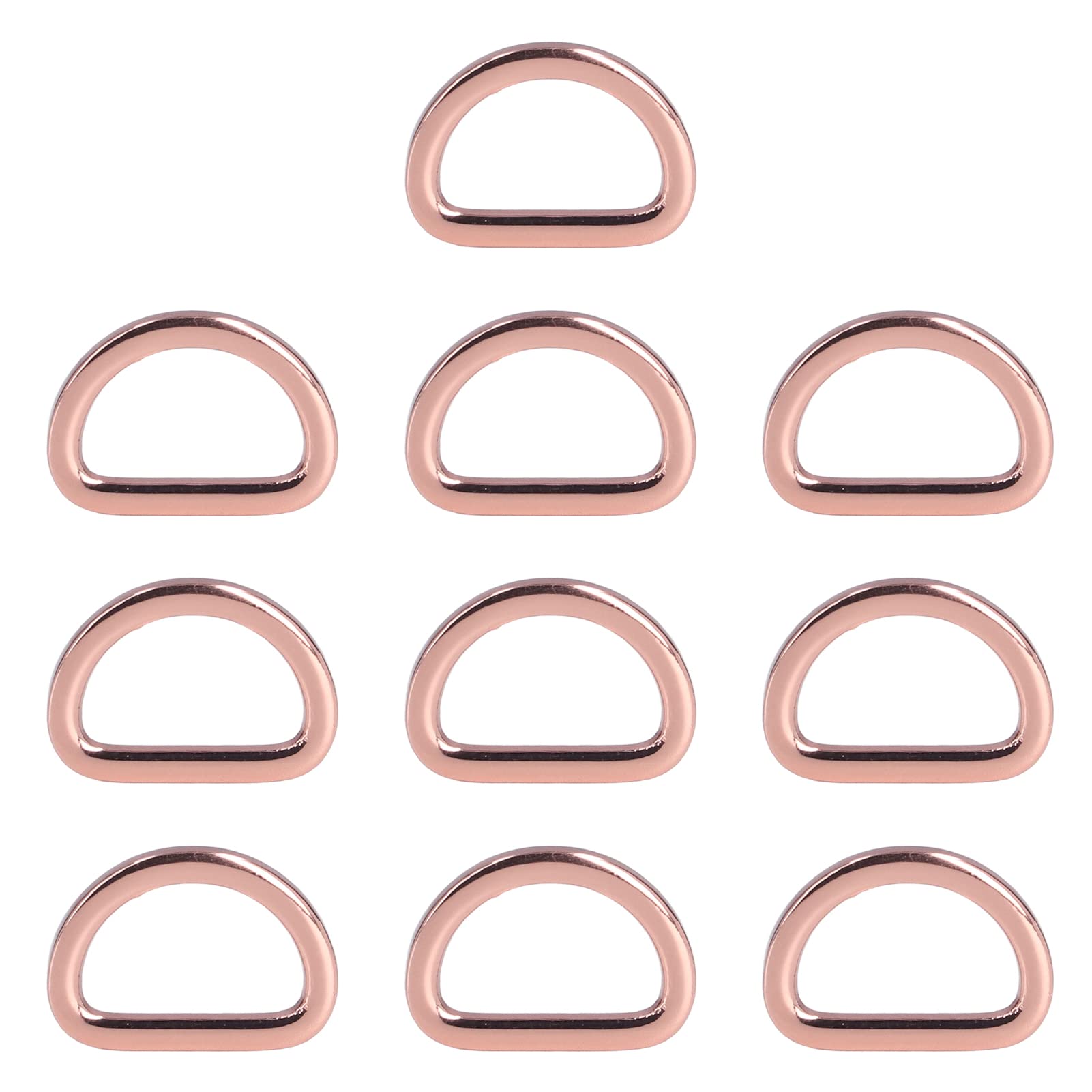 Jenngaoo Metal D Shape Rings, 10Pcs 3mm Extra Thick Zinc Alloy D Ring Semi-Circular D Ring Buckle Strap for Keychains Belts Hardware Bags Ring DIY (Rose Gold)
