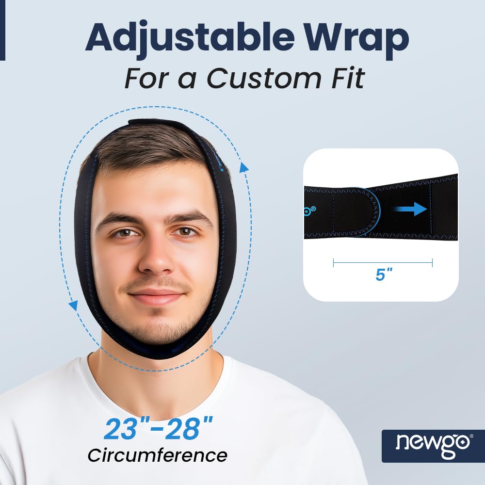 NEWGO Wisdom Teeth Ice Pack Head Wrap for Face Oral Surgery, Jaw Ice Pack for Face with 4 Hot Cold Gel Pack for TMJ, Tooth Extraction, Tonsillectomy Recovery