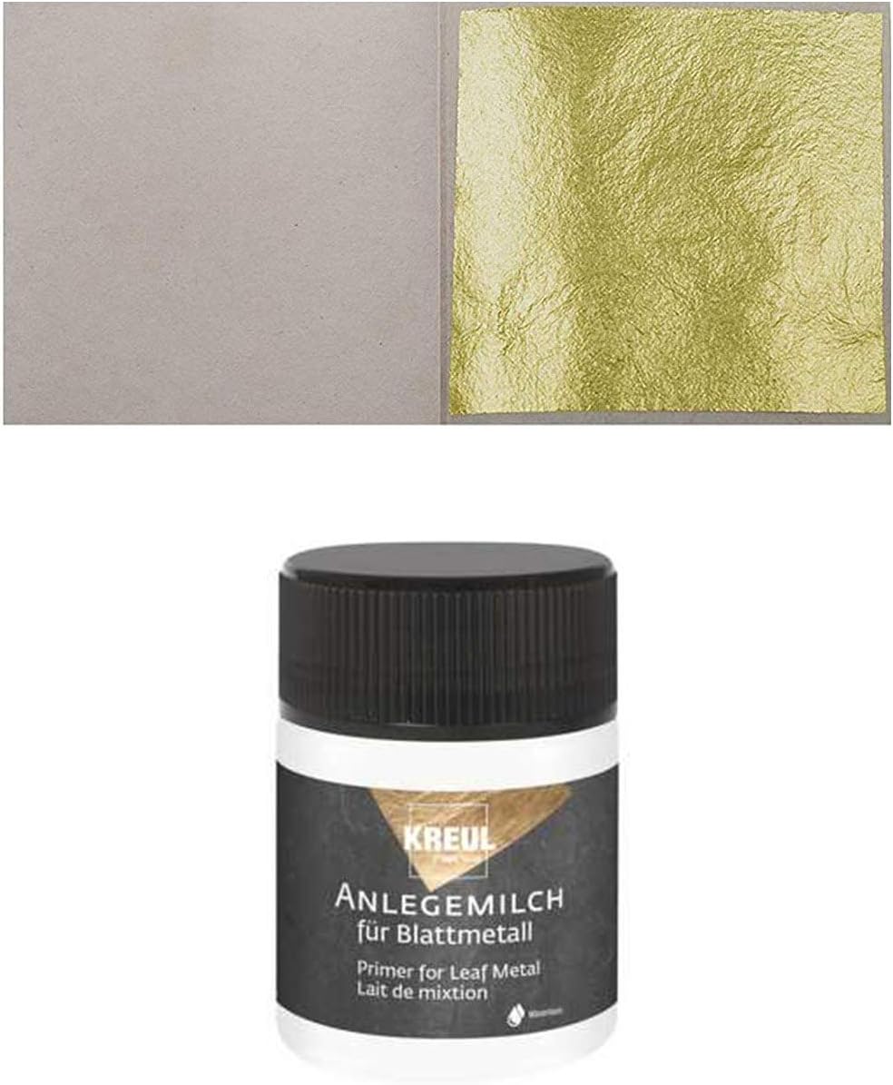 10 Blatt Echtes Blattgold 23 Karat - Goldfolie 3,8cm Mit Anlegemilch Zum Vergolden