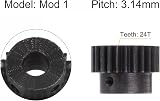 sourcing map Mod 1 24T Pinion Gear 6mm Bore Hardened Steel Spur Gear for RC Car view 3