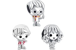 Doyafer 925 Sterling Silver Charms Iron Cool Man Golden Bear Cute Mouse Beads For Women Bracelets Necklace Gifts for Family and Friends 3 Piece/Package