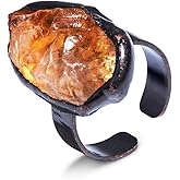Raw Citrine Ring, Natural Citrine Crystal Ring for Women, Handmade Adjustable Bronze Crystal Ring for Citrine Jewelry, November Birthstone Ring for Her.
