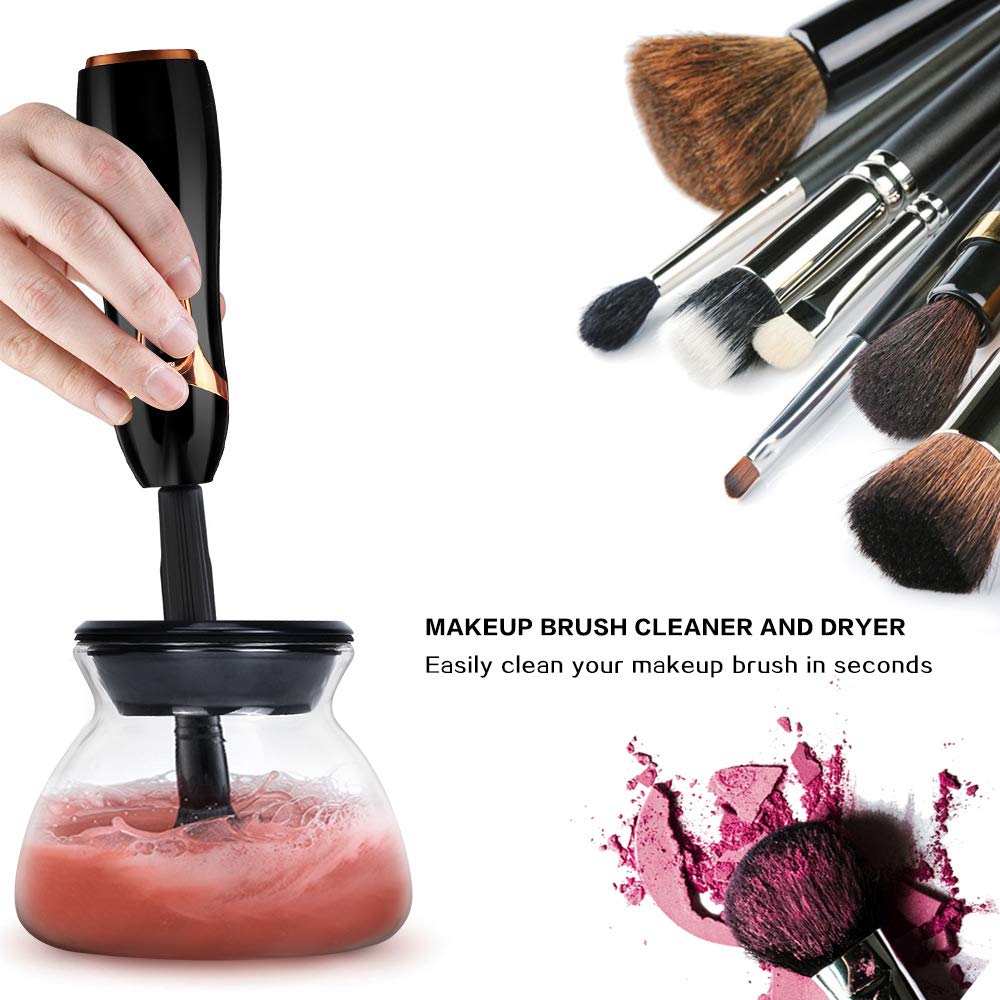 Makeup Brush Cleaner,Akean Professional Makeup Brush Cleaner and Dryer Machine, Cleans and Dries All Makeup Brushes in Seconds (Black)