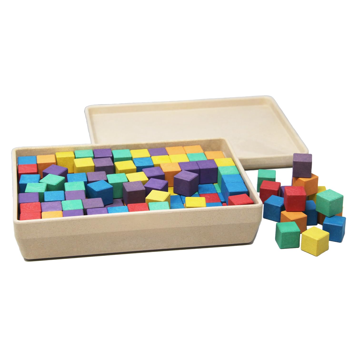 WISSNER active learning Coloured Cubes, 150 Cubes 2 x 2 cm, made Out of RE-Wood