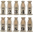 HRX Package 10pcs Burlap Wine Bags with Tags for Blind Wine Tasting, Numbered Hessian Cloth Glass Bottle Gift Bags for Christmas Wedding Party Decoration