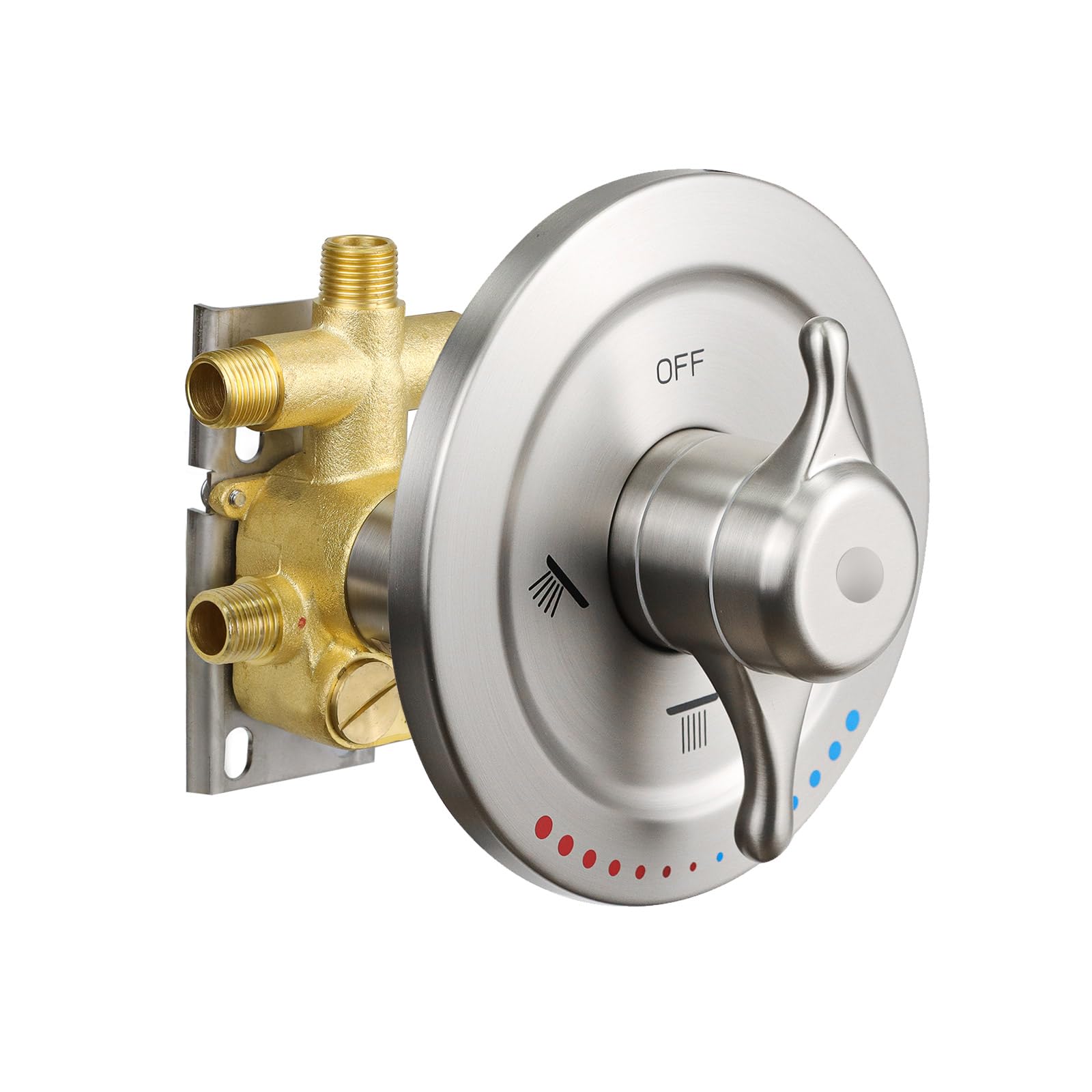 Photo 1 of ZYGOLVQ Three Function Shower Valve with Trim Kit, Adjustable Water Temperature, 3-Way Diverter Showers Pressure Balancing Hidden Rough-in Brass Valves for Bathroom Faucet, Brused Nickel