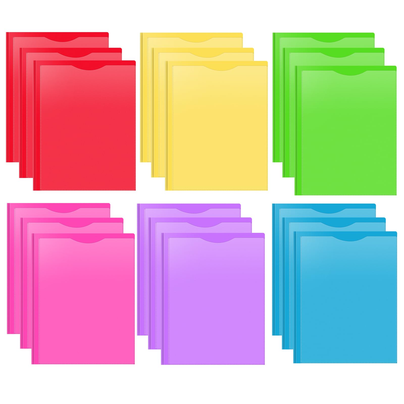 Briartw Heavy Duty Plastic Pocket Folder with Prongs for Letter Size Paper,18 Pack Colors File Folder with Clear Front Pocket,2 Pockets and 3 Prongs,As Well As 2 Card Slots,Pocket Folders