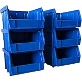 Stackable Storage Bins with Wall Mount, Plastic Organizer Containers(5-Inch x 4-Inch x 3-Inch), Blue (6)