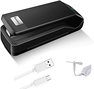 Mini Bag Sealer Chargeable，Portable 2 in 1 Handheld usb Sealer With switch and Cutter，Handheld Heat Sealers for Chip Bags Plastic Food Storage Bags Snack & Cereal Bags (black2)