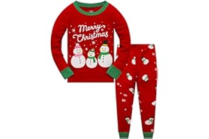POPSHION Little Boys Girls Christmas Pajamas for Toddler Clothes Set Snowman Sleepwear Long Sleeve 100% Cotton Kids Pjs 3-10 Years