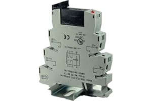 AUTOMATION SYSTEMS INTERCONNECT ASI ASI328013 Pluggable DPDT Relay with DIN Rail Mounted Screw Clamp Terminal Base, 6 amp, 250 VAC Rating, 24 VAC/DC Coil