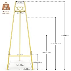 55" Gold Easel Stand for Sign, Heavy Duty Display