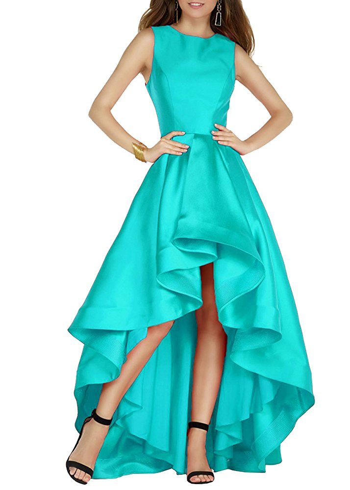 Tutu.Vivi Women's Satin High Low Short Prom Party Dresses Sleeveless