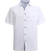 Esabel.C Mens Short Sleeve Dress Shirts 4-Way Stretch Regular Fit Stretch Wrinkle-Free Casual Button Down Shirts
